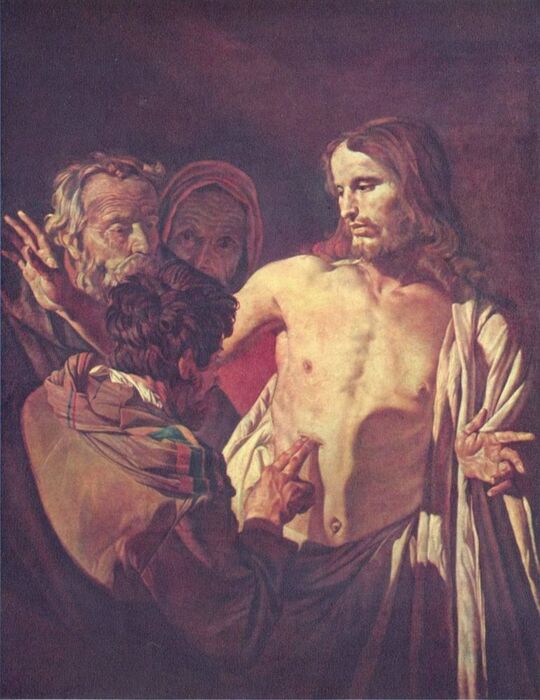 Bild "Der ungläubige Thomas". Gerrit van Honthorst (Wikipedia)